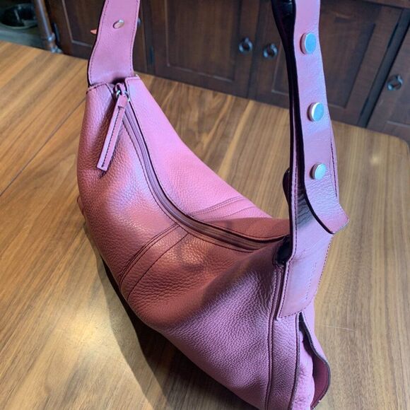 Kenneth Cole, leather, purse, handbag, messenger, tote, hobo, raspberry pink EUC - Picture 5 of 16